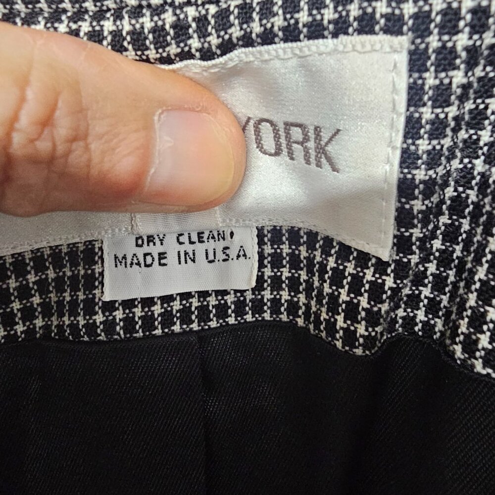 Vintage Jones New York Blazer Black Checked Wool Double Office 16 - Picture 9 of 11